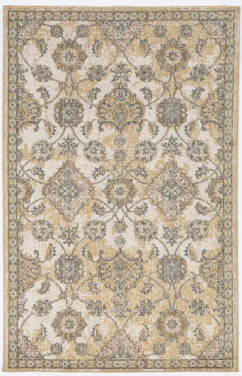 2' x 8' Ivory Sand Floral Vine Wool Indoor Runner Rug