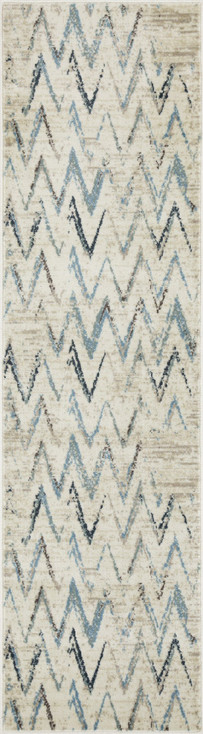 2' x 8' Ivory Chevron Dhurrie Runner Rug