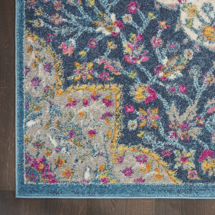 2' x 8' Teal Blue Power Loom Runner Rug