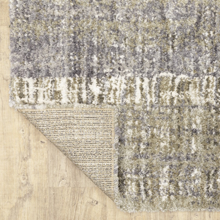 2' x 8' Grey and Ivory Abstract Lines Runner Rug