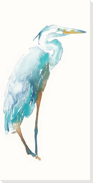 Blue Heron Bird Wrapped Canvas Giclee Print Wall Art