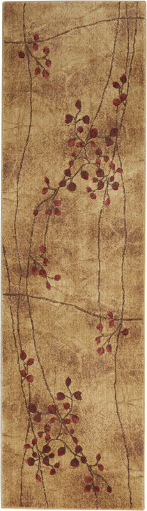 2' x 8' Brown Floral Power Loom Runner Rug