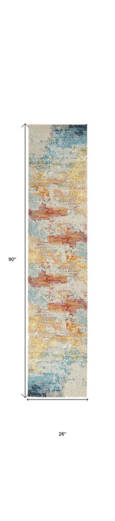 2' x 8' Sealife Abstract Power Loom Non Skid Runner Rug