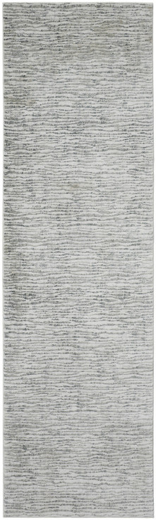 3' x 10' Gray Green and Ivory Striped Distressed Stain Resistant Runner Rug