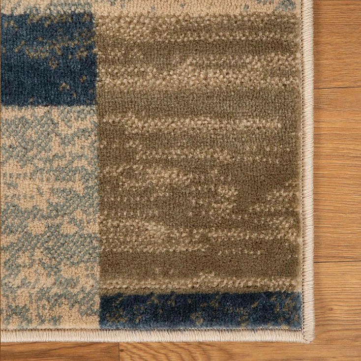 3' x 10' Midnight Navy Patchwork Power Loom Stain Resistant Runner Rug