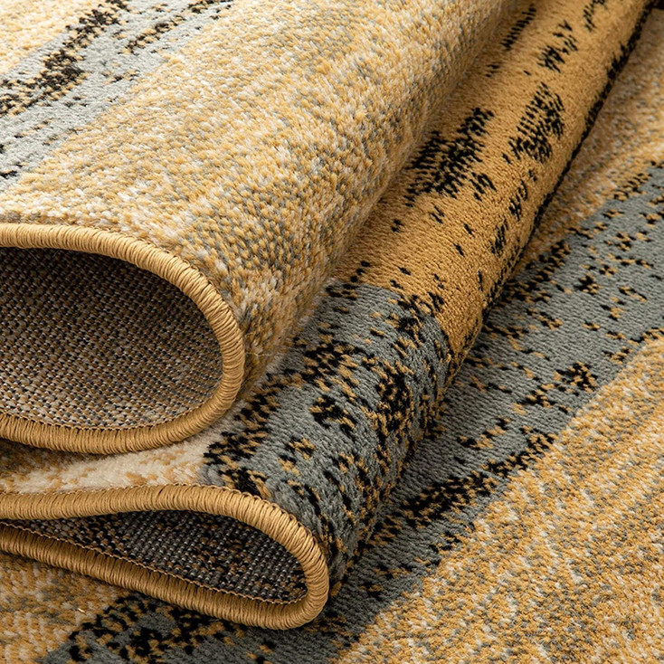 3' x 10' Light Blue-Beige Patchwork Power Loom Stain Resistant Runner Rug