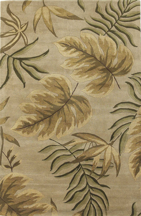 3' x 4' Sand Leaves Wool Area Rug