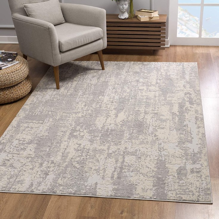 3' x 5' Gray Abstract Dhurrie Polypropylene Area Rug