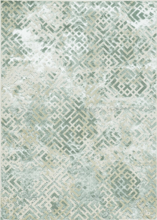 3' x 5' Sand Silver Geometric Squares Area Rug