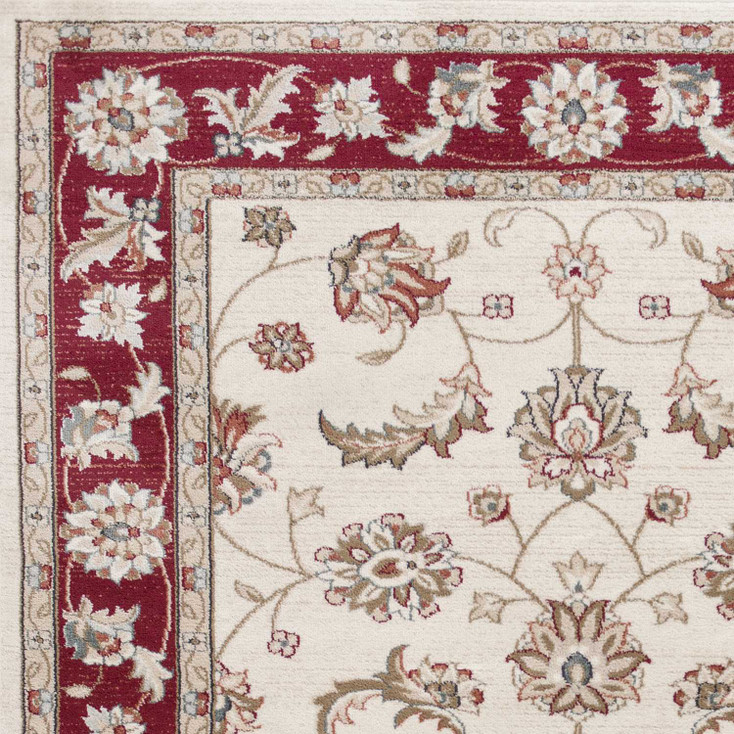 3' x 5' Ivory Red Floral Indoor Area Rug