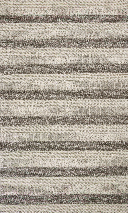 3' x 5' Grey White Hand Woven Knobby Stripes Indoor Area Rug