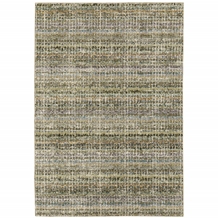 3' x 5' Green Grey and Purple Abstract Power Loom Stain Resistant Area Rug