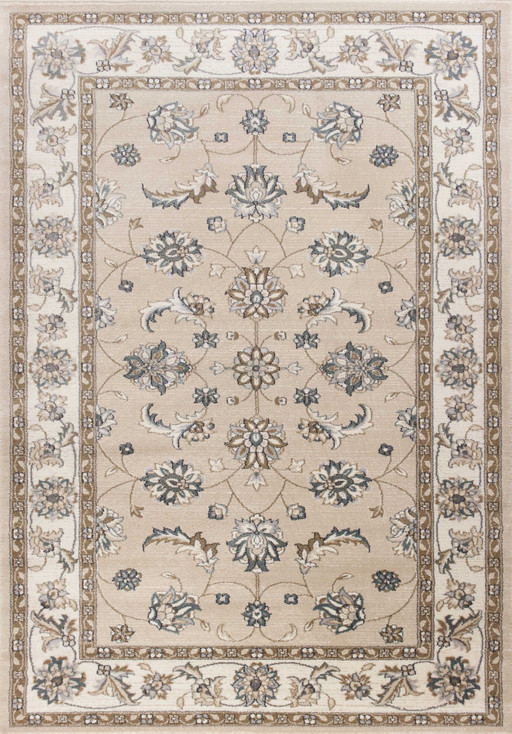 3' x 5' Beige Ivory Bordered Floral Indoor Area Rug