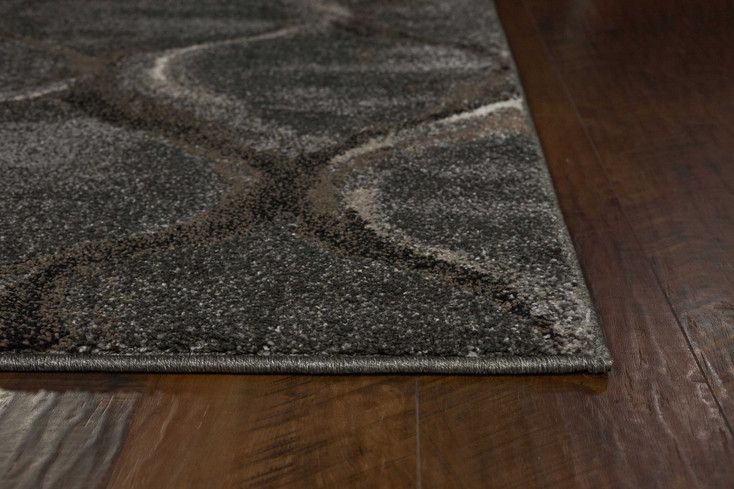 3' x 5' Charcoal Machine Woven Ogee Indoor Area Rug
