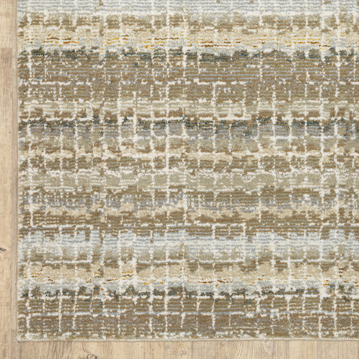 3' x 5' Ivory Grey Tan and Brown Abstract Power Loom Stain Resistant Area Rug