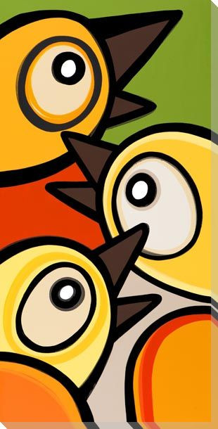 Trio of Birds Wrapped Canvas Giclee Print Wall Art