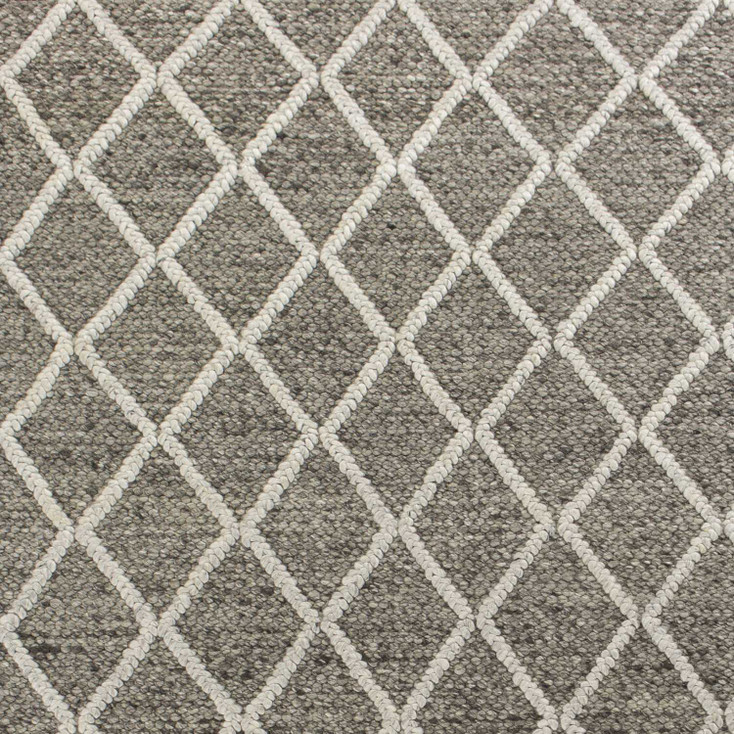 3' x 5' Dark Grey Hand Woven Diamond Pattern Indoor Area Rug