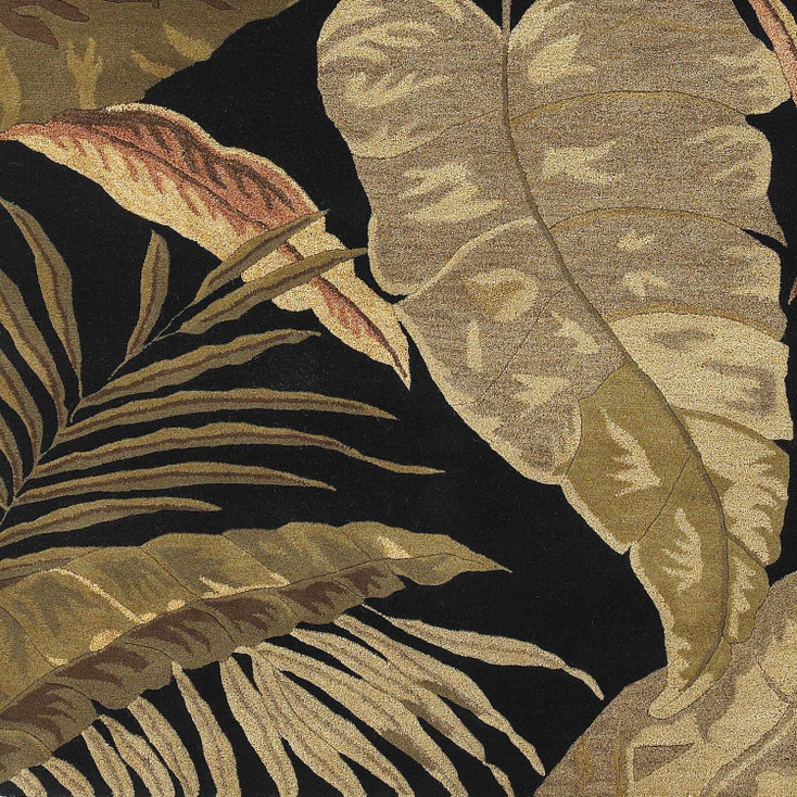 3' x 5' Midnight Black Hand Tufted Tropical Leaves Indoor Area Rug