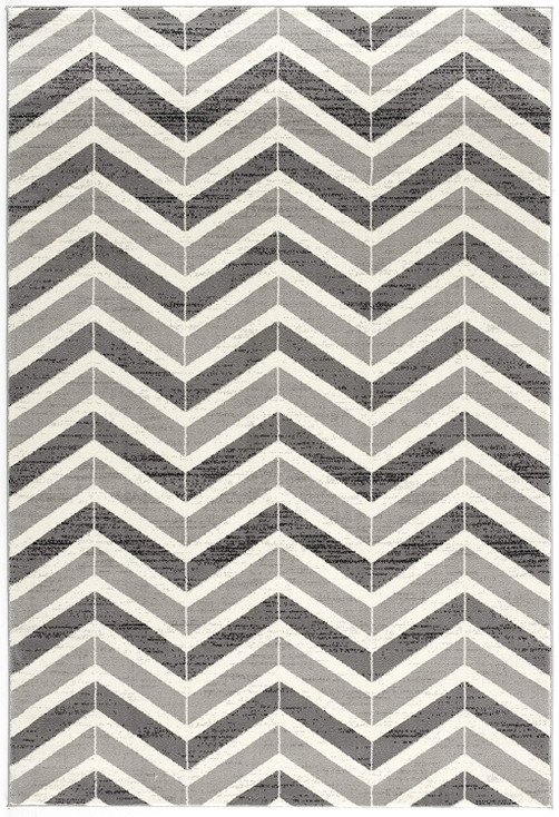 3' x 5' Gray Chevron Power Loom Area Rug