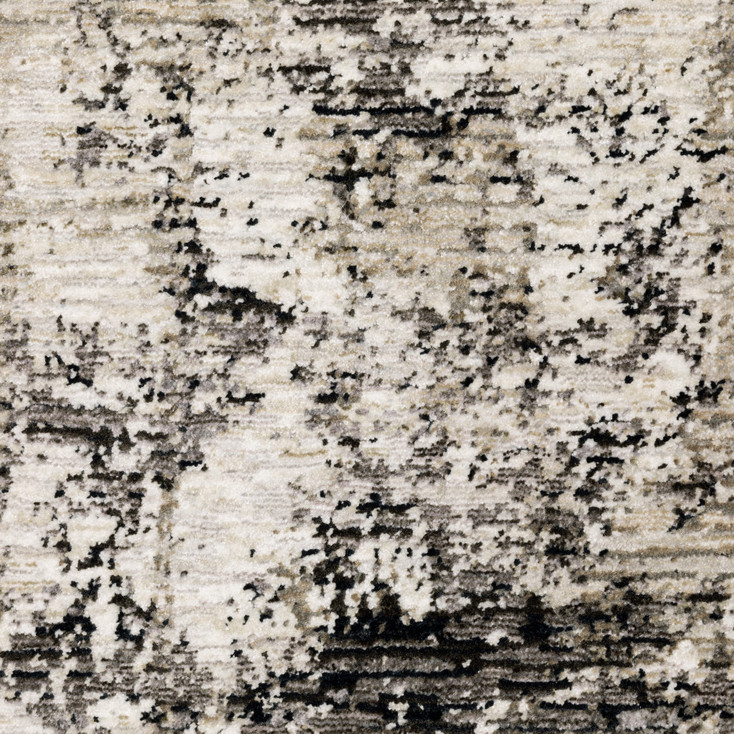3' x 5' Grey Ivory Charcoal Tan Black and Beige Abstract Power Loom Area Rug