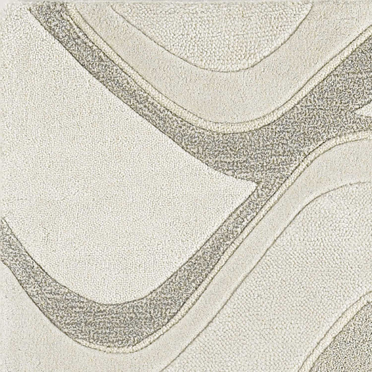 3' x 5' Ivory Hand Tufted Abstract Waves Indoor Area Rug
