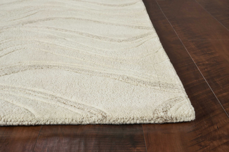 3' x 5' Ivory Hand Tufted Abstract Waves Indoor Area Rug