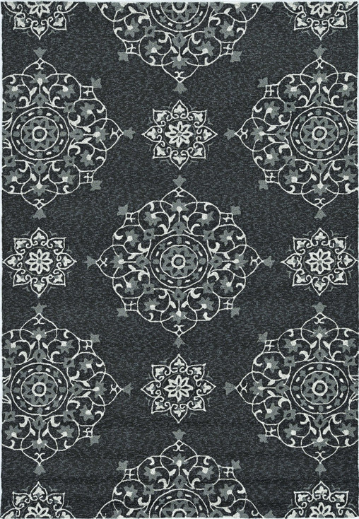 3' x 5' Charcoal Vintage Floral Area Rug