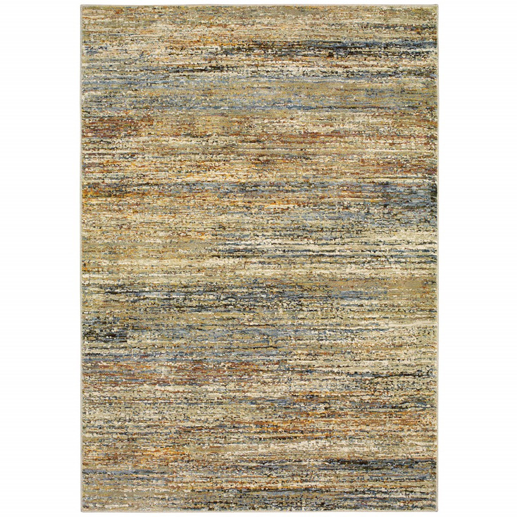 3' x 5' Gold and Green Abstract Area Rug