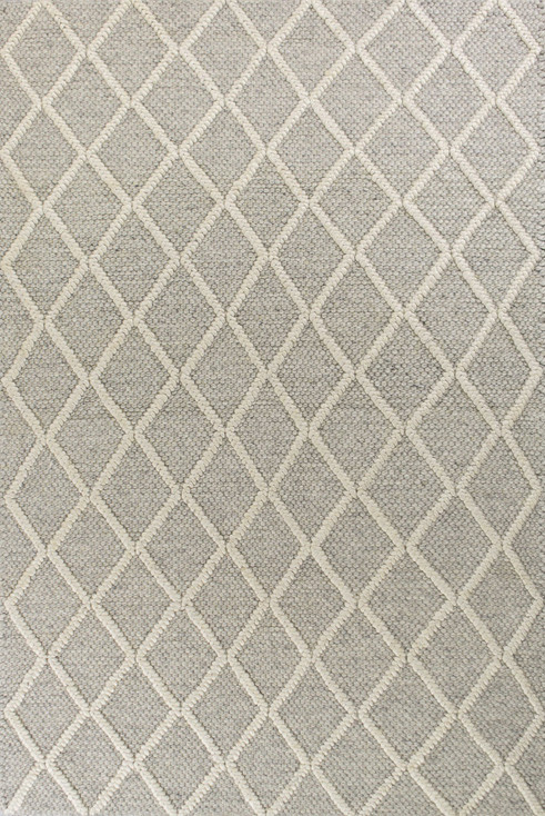 3' x 5' Grey Braided Diamonds Wool Indoor Area Rug