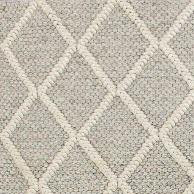 3' x 5' Grey Braided Diamonds Wool Indoor Area Rug