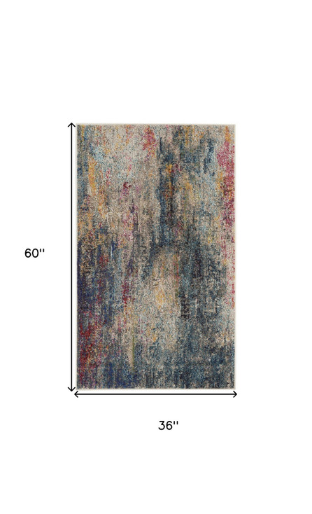 3' x 5' Multicolor Abstract Power Loom Non Skid Area Rug