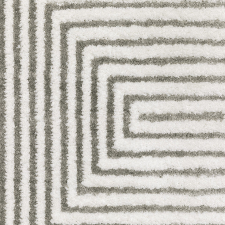 3' x 5' Grey and White Geometric Power Loom Stain Resistant Area Rug