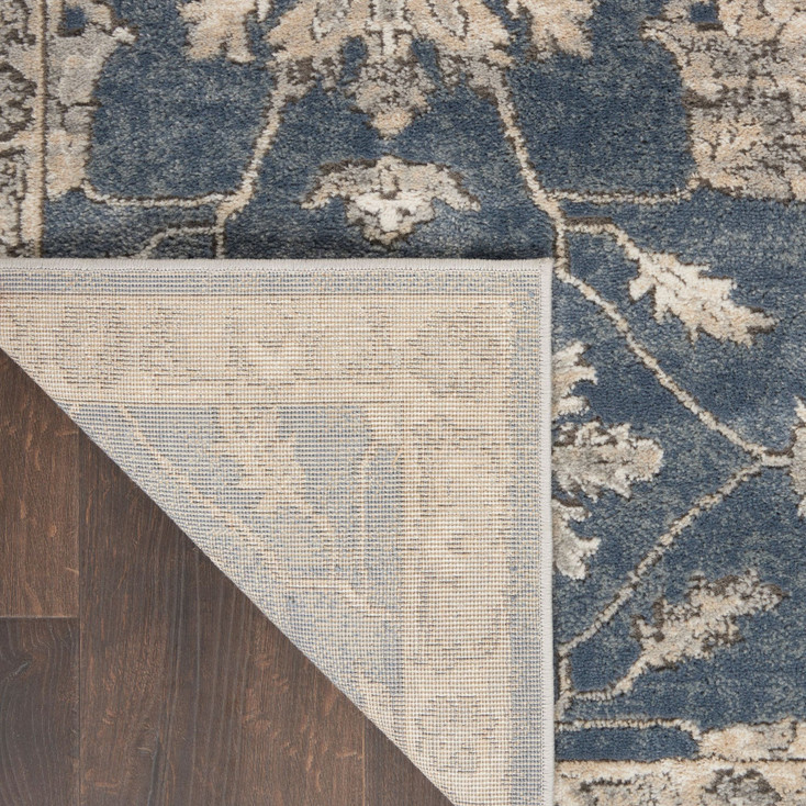 3' x 5' Blue and Beige Oriental Power Loom Non Skid Area Rug