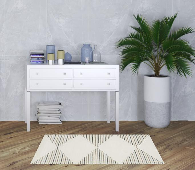 3' x 5' Beige Grey Sage Green Pale Blue Brown and Charcoal Geometric Power Loom Area Rug