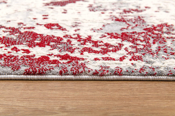 3' x 5' Red Abstract Dhurrie Area Rug