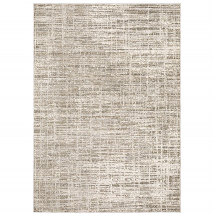 3' x 5' Beige Grey Ivory Tan & Brown Abstract Power Loom Area Rug