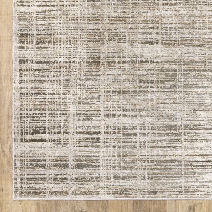 3' x 5' Beige Grey Ivory Tan & Brown Abstract Power Loom Area Rug