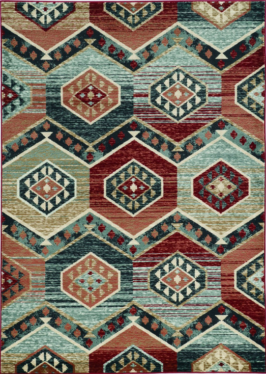 3' x 5' Red Machine Woven Honeycomb Lodge Indoor Area Rug