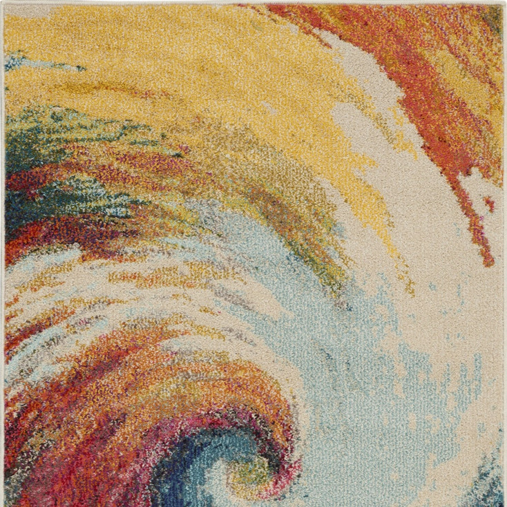 3' x 5' Wave Abstract Power Loom Non Skid Area Rug