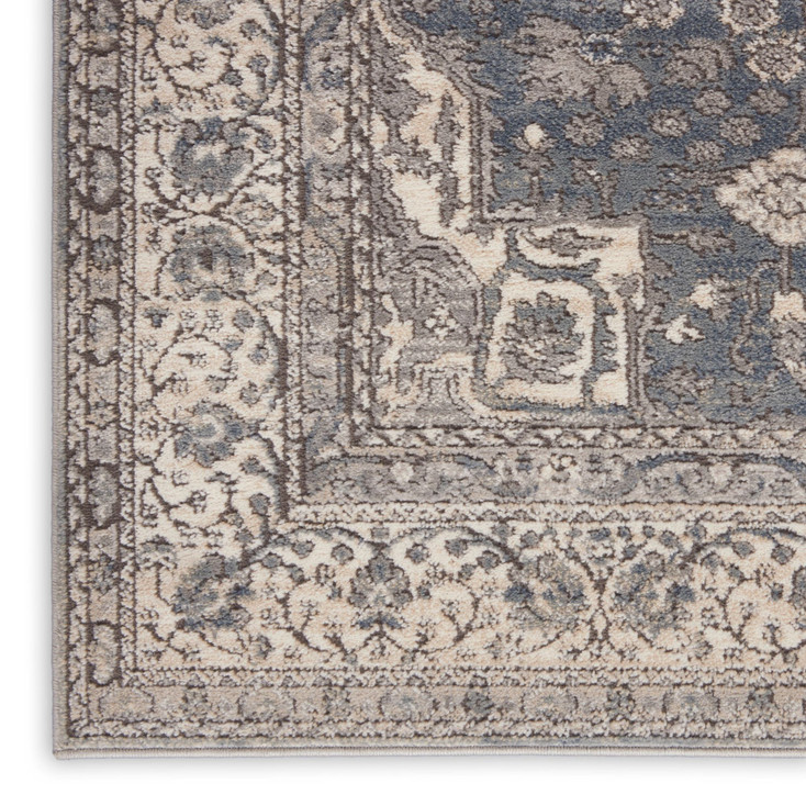 3' x 5' Grey and Ivory Oriental Power Loom Non Skid Area Rug