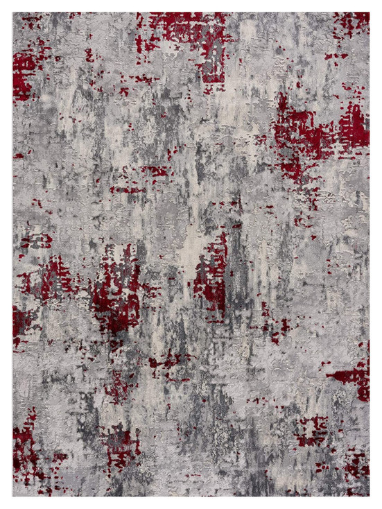3' x 5' Red Abstract Dhurrie Polypropylene Area Rug
