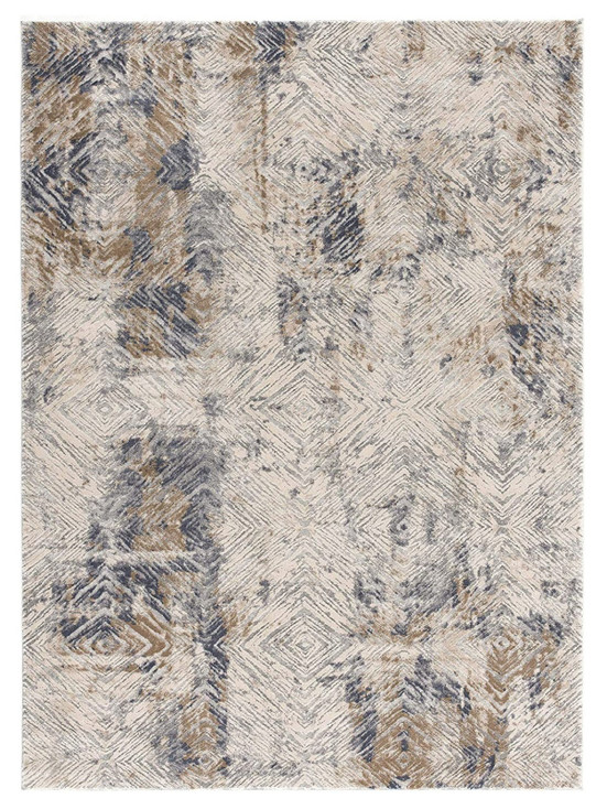 3' x 5' Beige Abstract Printed Area Rug