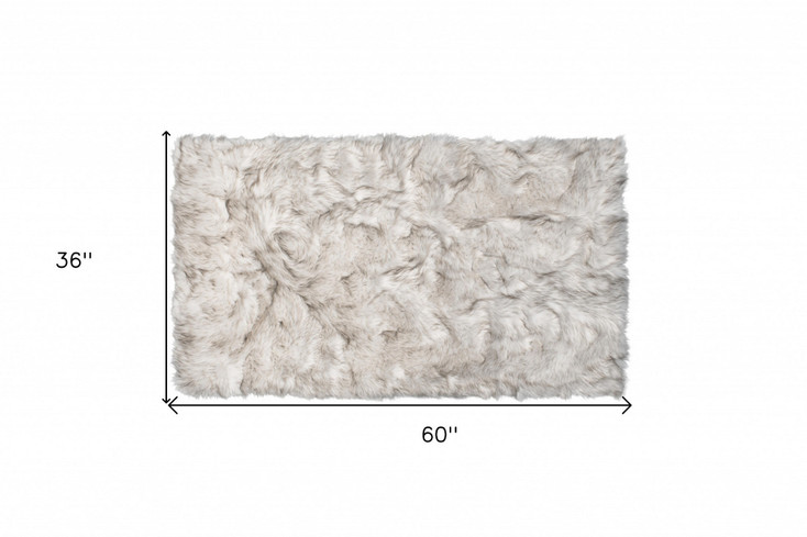 3' x 5' Chocolate Faux Fur Ombre Non Skid Area Rug