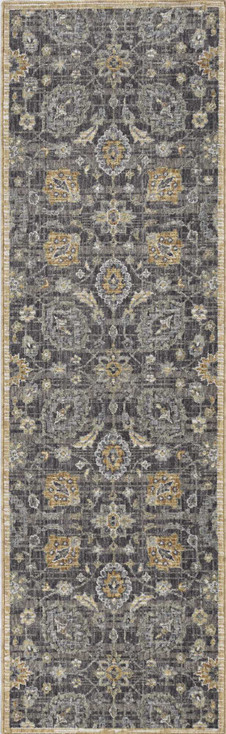 3' x 5' Taupe Floral Vine Bordered Wool Indoor Area Rug