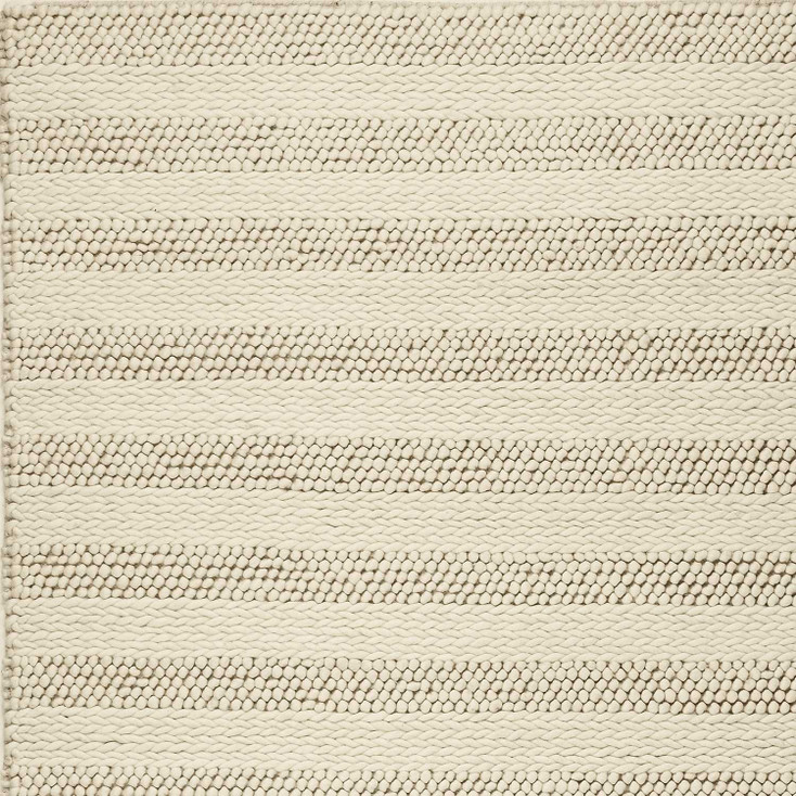 3' x 5' White Ivory Hand Woven Knobby Cornish Stripe Indoor Area Rug