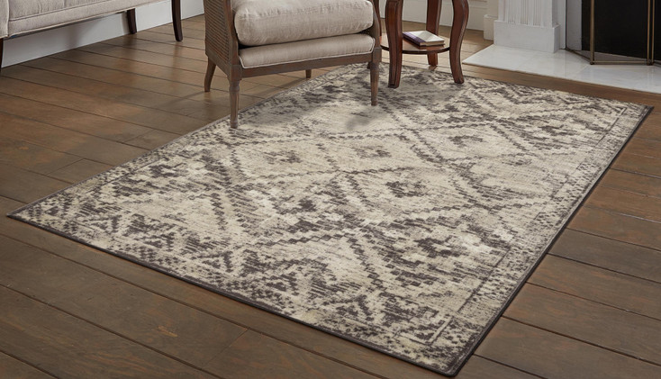 3' x 5' Gray Abstract Dhurrie Area Rug