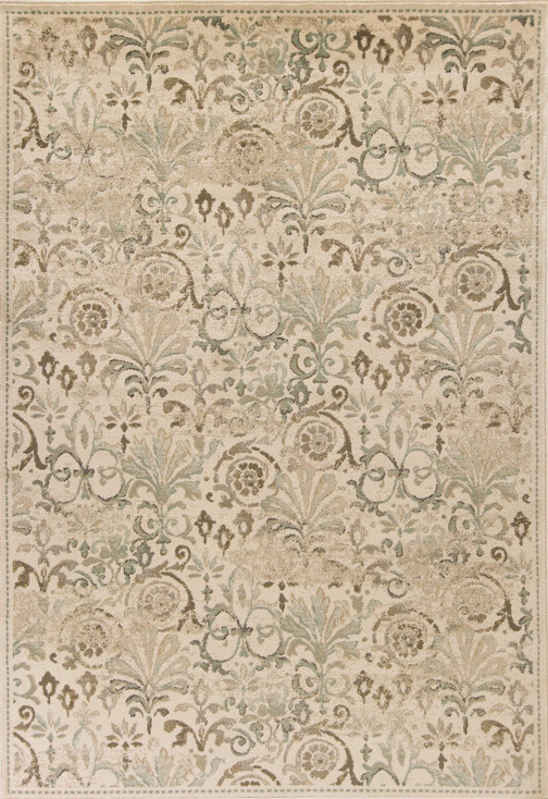 3' x 5' Ivory Machine Woven Floral Traditional Indoor Polypropylene Area Rug
