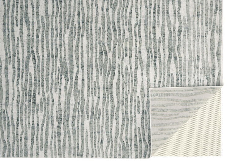 3' x 5' Gray Green and Ivory Striped Distressed Stain Resistant Area Rug