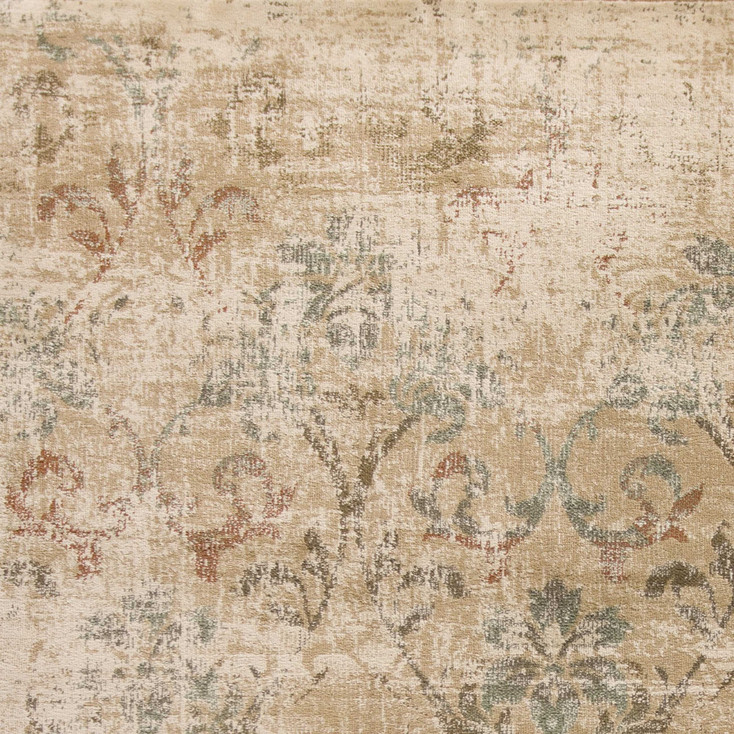 3' x 5' Champagne Beige Machine Woven Damask Indoor Area Rug