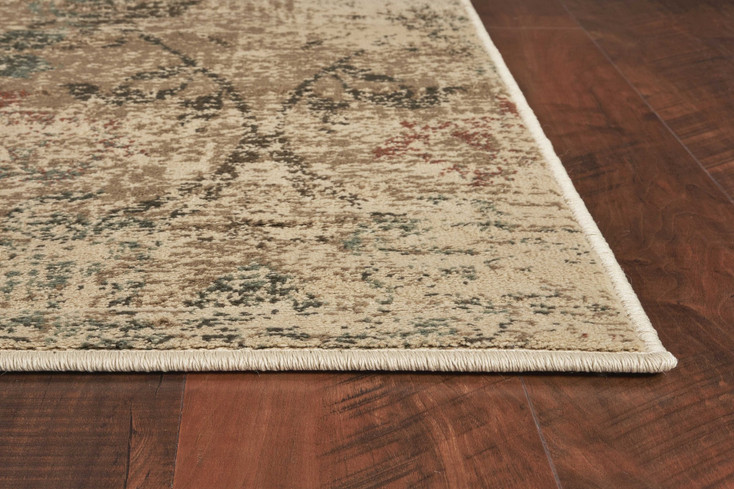 3' x 5' Champagne Beige Machine Woven Damask Indoor Area Rug